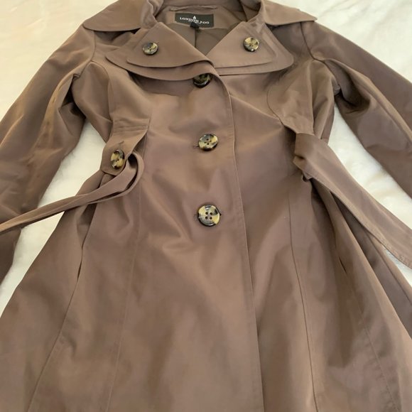 London Fog Brown Trench Coat with Detachable Hood Size S - Picture 5 of 16